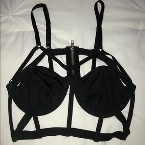 Womens cross harness strappy bra bustier vest.
